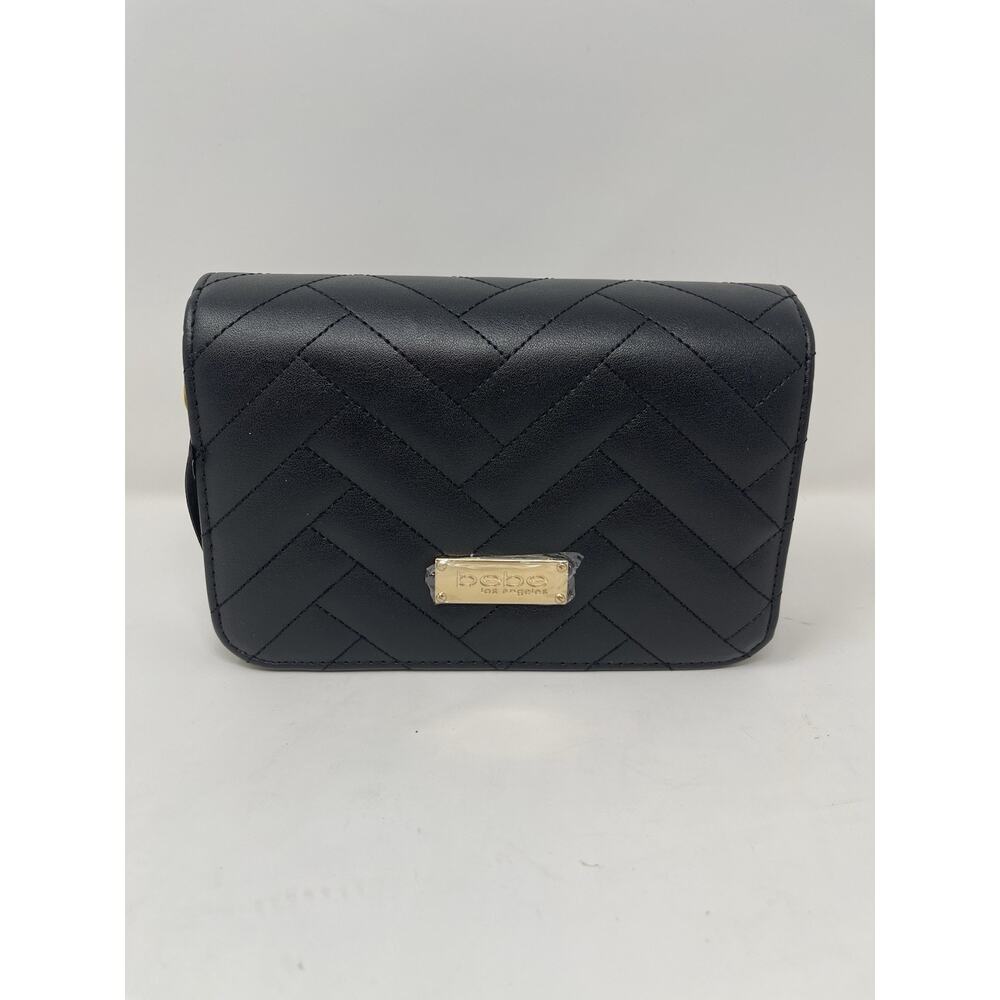 Bebe Sophia Shoulder Crossbody Bag Black Small Purse w/Gold Chainโ New